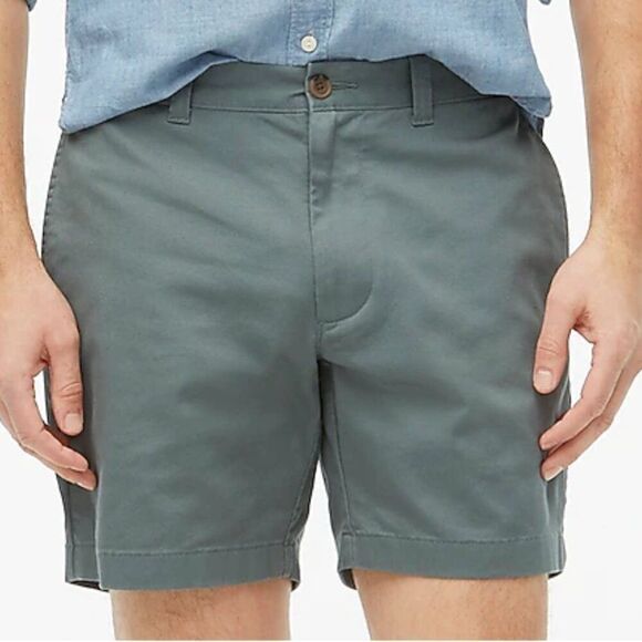 J. Crew Factory 7" flex chino shorts in Dark Eucalyptus size 36 NWOT- Flaw - Picture 3 of 14